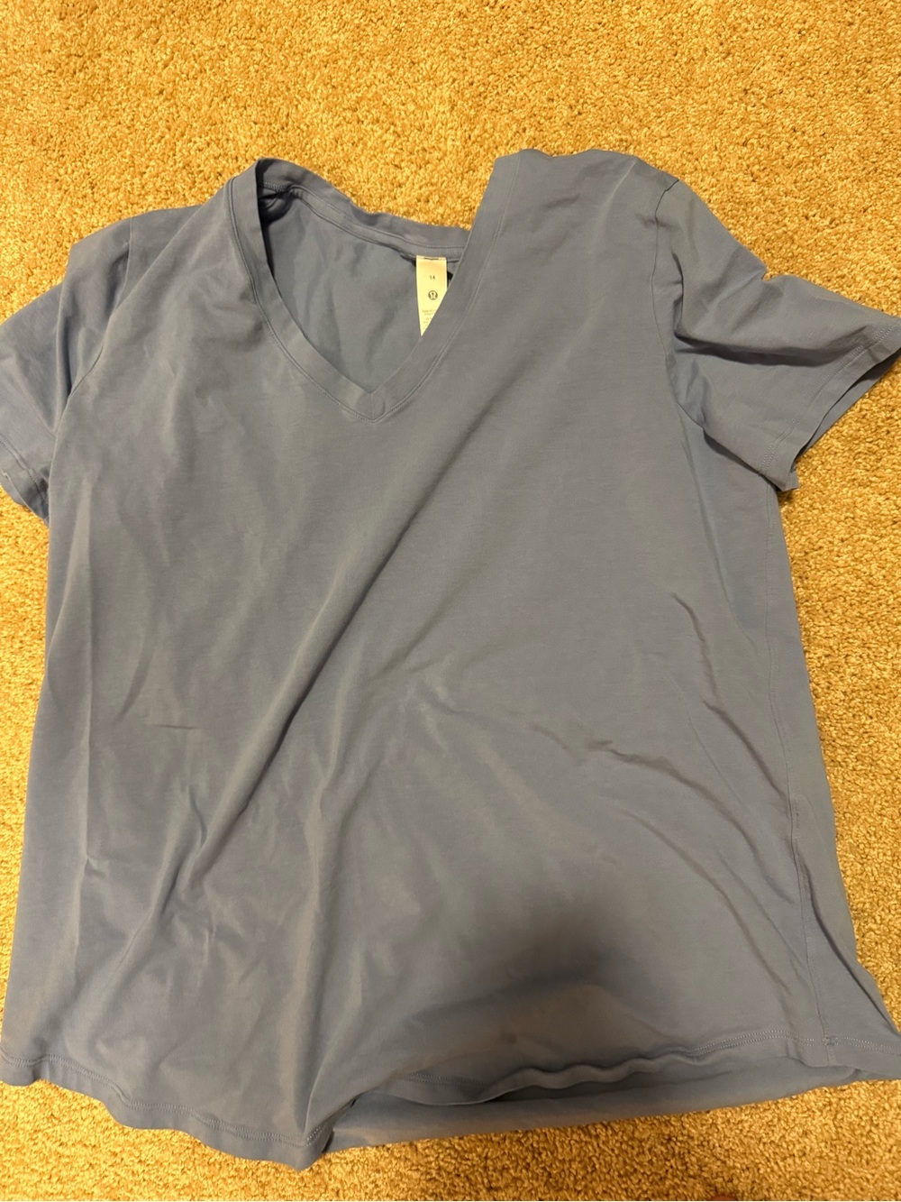 lululemon athletica Blue V-Neck Short Sleeve love Tee